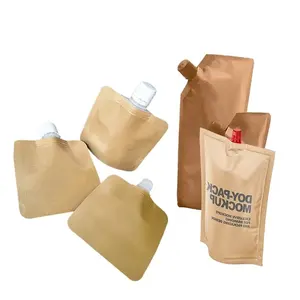 Custom Biodegradable Stand Up Recyclable Liquid Laundry Cosmetic Shampoo Refill Packaging Bags Kraft Paper Cosmetics Spout Bag