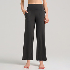 Pantalons de sport de loisirs en plein air pantalons de yoga taille haute respirants amples poches arrière pantalons décontractés droits à séchage rapide pour femmes - Product Image 5
