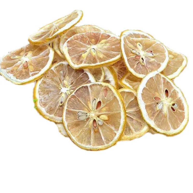 Tranches de citron séchées de thé jaune, pièces, bandelettes de citron séchées