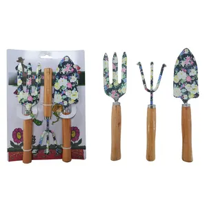 Vertak 3pcs hot selling garden supplies tools wooden handle bonsai hand tool kits for succulent