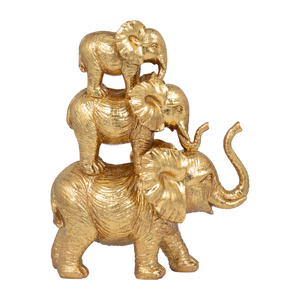 Sculpture d'éléphant empilé avec détail de trompe surélevée pour la décoration intérieure, les ornements de salle de bain, le bureau, la salle de séjour - Product Image 4