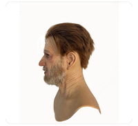 Masque de tête réaliste en silicone respirant pour cosplay, personnalisable en usine, confortable, pour personnage de film, vieil homme