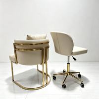 Ensemble de chaises de salle à manger/hôtes modernes en PU, base en acier inoxydable, ergonomiques, couleurs personnalisables pour hôtels, maison, bureau
