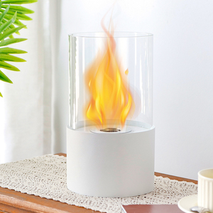 Caminetto a Etanolo in Metallo, Braciere Decorativo da Interno ed Esterno Senza Fumo con Tubo in Vetro - Product Image 3