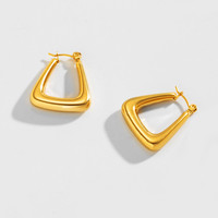 Boucles d'oreilles géométriques épaisses en acier inoxydable, style minimaliste, texture haute qualité, vente en gros, pour femmes