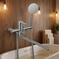 Robinet de douche monocommande en acier inoxydable à montage sur plan, avec mitigeur, design moderne en céramique, finition brossée, garantie 5 ans, pour salle de bain