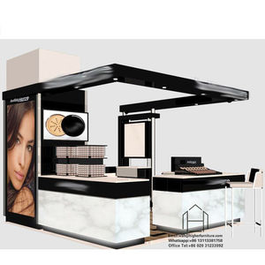 Centre commercial Popup en bois blanc rose belle jeune fille maquillage cosmétiques <span class=keywords><strong>kiosque</strong></span> affichage cosmétique - Product Image 1
