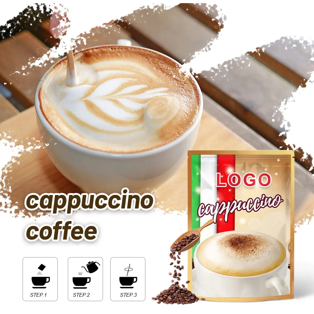 Oem/odm kopi jamur instan hidup baik Cappuccino dengan coklat Granule kantong kopi instan