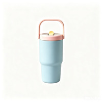 Gobelet de voyage isotherme avec poignée, vert menthe, couvercle rabattable, anti-fuite, pour café, thé, eau, bureau, extérieur