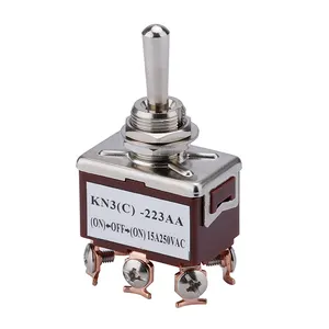 High Quality 12mm (On)-Off-(On) Momentary 6Pins 15A 250VAC DPDT Double Pole Double Throw Car Toggle Switch