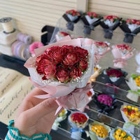 QY - Regalos de Flores Eternas de Lujo para Bodas, Cumpleaños, San Valentín, Decoración para el Hogar y Fiestas, Rosas Naturales Secas, Mini Ramos de Flores Secas