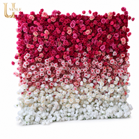 Panneau mural de fleurs artificielles Uvenue, dégradé bordeaux, rose et blanc, toile de fond florale pour mariage, photomaton, événement, fête