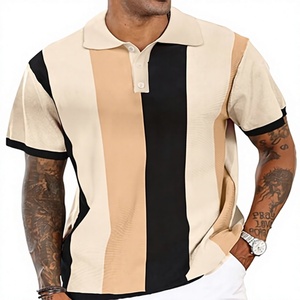 Camisas Polo Casuales para Hombre al por Mayor, Personalizadas OEM, Estilo Vintage a Rayas, Cuello de Golf, 50% Algodón/50% Poliéster, 220 GSM - Product Image 2