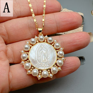 Collar con Colgante <span class=keywords><strong>de</strong></span> Medalla Religiosa <span class=keywords><strong>de</strong></span> la <span class=keywords><strong>Virgen</strong></span> María <span class=keywords><strong>de</strong></span> <span class=keywords><strong>Guadalupe</strong></span>, con Perla Natural <span class=keywords><strong>de</strong></span> Concha Marina, para Mujer, Joyería <span class=keywords><strong>de</strong></span> Oración y Fe - Product Image 4
