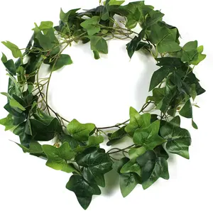 人工緑ツタの葉プラスチックつるブドウ花輪植物装飾用