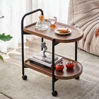 Chariot à roulettes en bois à 2 niveaux Chariot de rangement utilitaire avec roulettes pour cuisine, bureau ou chambre d'enfants Chariot de service
