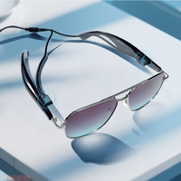 Lunettes de soleil intelligentes avec traduction IA multilingue, protection UV400, musique stéréo sans fil, monture dégradée blanche et rouge, lunettes de soleil de luxe