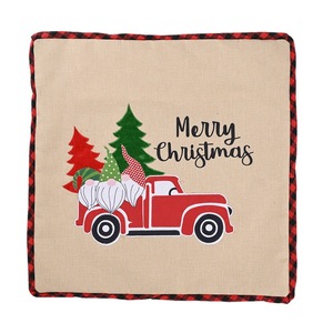 DAMAI Christmas Pillow Cover 48x48cm <b>Red</b> Truck Tree Design Home <b>Sofa</b> Decorative Cushion Cover Holiday Decoration - Product Image 5