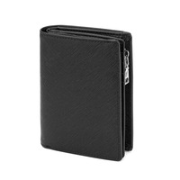 Dompet Kulit Asli Hitam Mewah Custom Harga Pabrik, Anti RFID, Tempat Kartu dan Koin, Dilengkapi Kancing dan Resleting