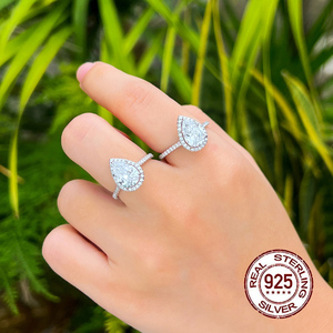 Anello di Tendenza in Argento Sterling 925 con Zircone Cubico Argento S925 Pietra Brillante Stile Diamante <span class=keywords><strong>Anelli</strong></span> Nuziali e di <span class=keywords><strong>Fidanzamento</strong></span> per Donna - Product Image 4