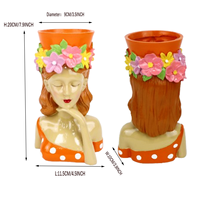 Vase à fleurs décoratif élégant et créatif, statue de buste de fille en résine, pot de fleurs, ornements pour la décoration intérieure et extérieure