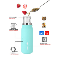 Gourde isotherme en acier inoxydable à double paroi de 17 oz, écologique, avec infuseur à fruits, pour les sports de plein air, couleur et logo personnalisés