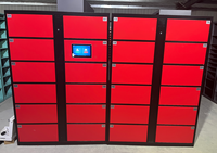Système de casier à colis intelligent rouge à 24 portes avec écran tactile