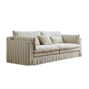 Sofá Recto de Tela de Lino Estilo Wabi-Sabi con Brazos Abrazadores, Cojín de Plumón Extraíble, Sofá de Mediados de Siglo para Sala de Estar Pequeña - Product Image 5