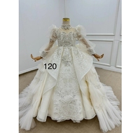 QUEENS robe magnifique perles lourdes cristal mariage fleur filles robe champagne doux Tulle robe Aulic Banquet enfant robe de soirée
