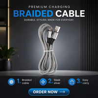 Kabel Data Tipe-C Grosir Pabrik, Pengisian Cepat, Jaket Nilon Terjalin untuk Transfer Data Ponsel, Tablet, Laptop