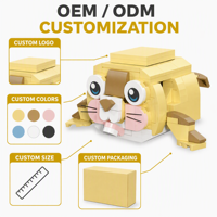 Ensemble de blocs de construction interactifs personnalisés Lion de mer avec ailerons mobiles à bouton-poussoir, jouet de construction animalier STEM, OEM, marque privée
