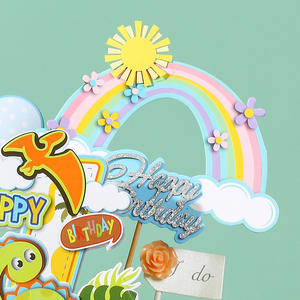 <span class=keywords><strong>Carte</strong></span> de décoration de gâteau créative arc-en-ciel pour bébé d'un an - Plateau décoratif pour le premier gâteau d'anniversaire du bébé - Product Image 2