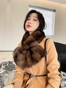 Sciarpa Elegante in Vera Pelliccia di <span class=keywords><strong>Visone</strong></span> per Donne, Eco-Friendly, Marrone Scuro, Collo Incrociato, Stola Invernale, Vendita all'Ingrosso - Product Image 5