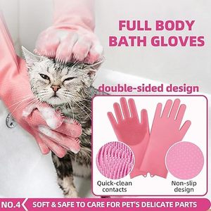 Kit per la Cura e il Bagno degli Animali Domestici, Set di Spazzole per Cani e Gatti con Asciugamano Assorbente, Guanto da Bagno e Spazzola per il Lavaggio con Shampoo - Product Image 5