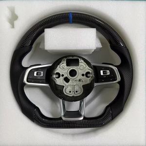 Volant en fibre de carbone en cuir pour Volkswagen <span class=keywords><strong>VW</strong></span> <span class=keywords><strong>Golf</strong></span> <span class=keywords><strong>7</strong></span> MK7 <span class=keywords><strong>7</strong></span>.5 GTI GTD <span class=keywords><strong>GTE</strong></span> R 2013-2020 Polo GTI Tiguan Passat DSG - Product Image 3