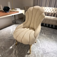 Fauteuil d'appoint de luxe personnalisé ultra confortable avec dossier capitonné style Queen, en velours doux et pieds en bois massif, tabouret de coiffeuse pour chambre à coucher
