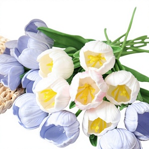 <span class=keywords><strong>Fleurs</strong></span> artificielles tulipes Baishun transfrontalières, fausses <span class=keywords><strong>fleurs</strong></span> moulées par injection, accessoires de décoration pour mariage, maison et salon - Product Image 1