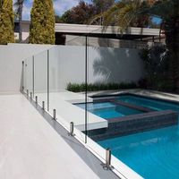 Rampe de balcon en acier inoxydable pour escaliers de piscine extérieure, garde-corps en verre sans cadre, profilé en U en aluminium