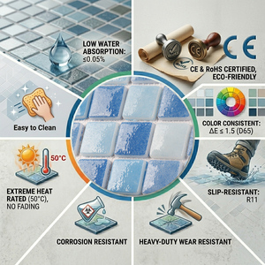 Mosaicos de Vidrio Exóticos en Tono <span class=keywords><strong>Azul</strong></span> <span class=keywords><strong>Caribe</strong></span> para la Construcción de Piscinas Infinitas de Lujo, Antideslizantes - Product Image 2
