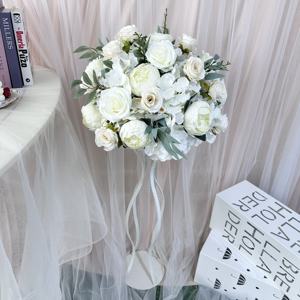 Nuevo Diseño, Bola de Flores Artificiales al por Mayor, Arreglo de Peonías Blancas para Decoración de Bodas y Centros de Mesa - Product Image 2