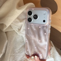 Coque de téléphone IMD à bords arrondis, brillante, motif pois rose, combo, pour iPhone 18 Pro Max 15 16 17, anti-chute, protection intégrale