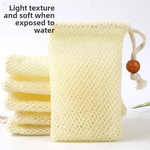Bolsa de almacenamiento de jabón de algodón puro y lino, bolsa exfoliante de ramio y sisal para ducha, bolsa de almacenamiento con cierre de cordón - Product Image 3