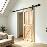 Simple Structure Solid Fir Wood Barn Door Sliding Partition Door for Studio and Office Room Separation