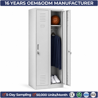 Casier métallique haute capacité à 2 portes pour équipement sportif, armoire de rangement durable en acier pour athlètes, clubs, écoles et centres de fitness