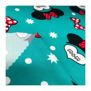 Knit Cartoon Printed 93%polyester 7%spandex Brushed Milk Silk 4 Way Stretch Fabric For Sportswear And Women Pajamas