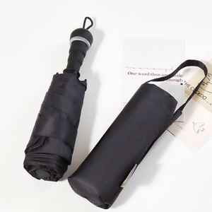 Parapluie manuel portable ultra-léger à cinq plis avec poignée rétractable, double usage soleil/pluie, poignée dissimulée, personnalisable - Product Image 4