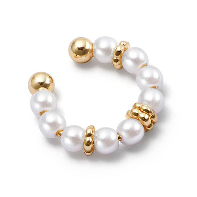 Gemnel 925 Sterling Silver Handmade Fashion Western Freshwater Pearl Ear Cuff 18k Gold Plate