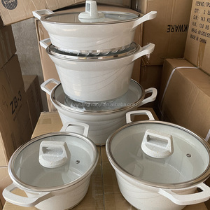 Ensemble de casseroles en aluminium moulé sous pression de haute qualité pour la <span class=keywords><strong>cuisine</strong></span> à domicile, revêtement antiadhésif, casseroles profondes, poêle, <span class=keywords><strong>cocotte</strong></span>, ensemble de 10 pièces - Product Image 4