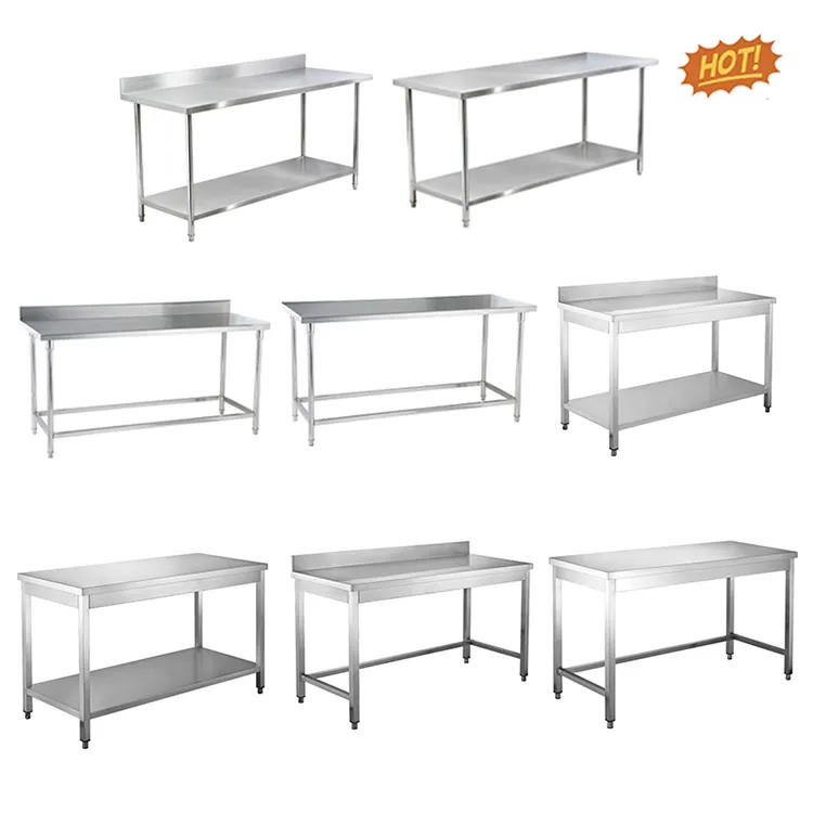 Mesa de trabajo industrial de cocina comercial de acero inoxidable de calidad Premium