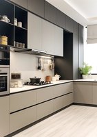 Vente directe d'usine, armoire de cuisine moderne en bois massif en bois de rose, multifonctionnelle, avec un design écologique, panneau résistant à l'eau